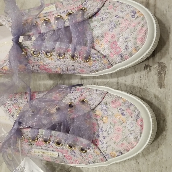 💕LOVESHACKFANCY x SUPERGA💕 Classic Sneaker ~ Lavender Blooms Floral US 8.5 NWT - Picture 11 of 16